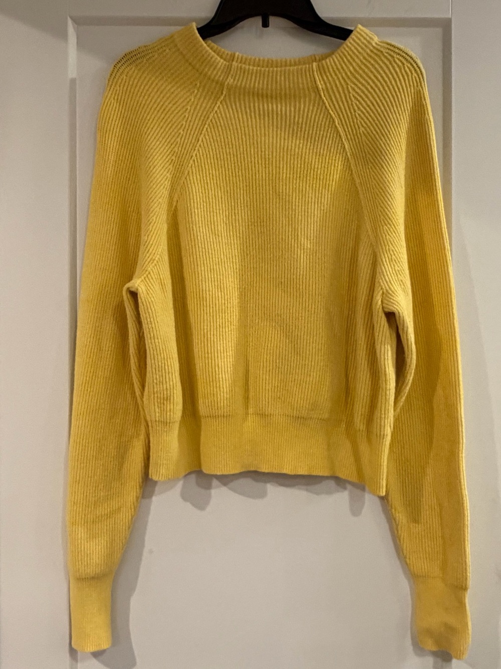 Free People Yellow Ribbed Crewneck Women's Sweater size M